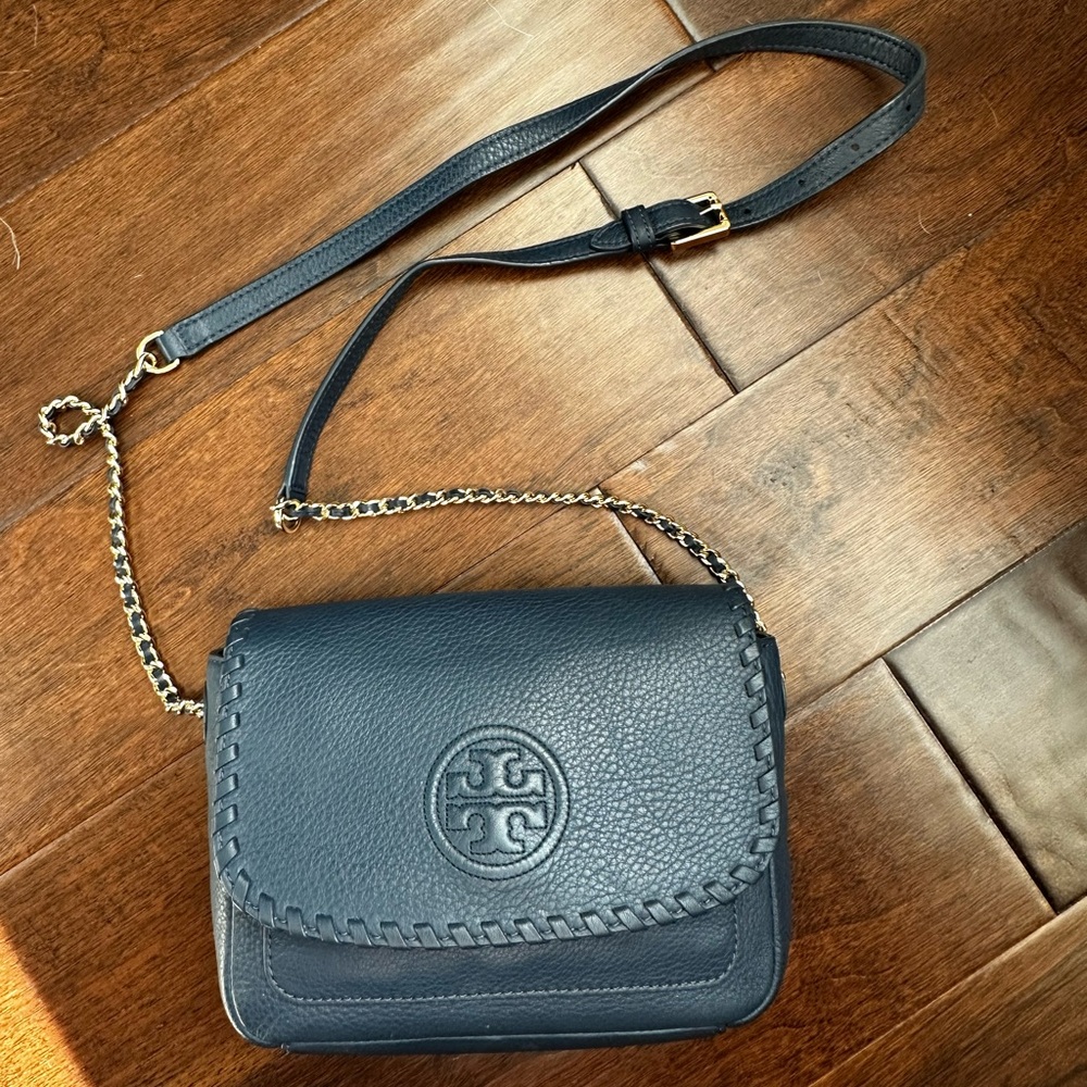 Tory Burch Navy Leather Crossbody Bag - Picture 1 of 5